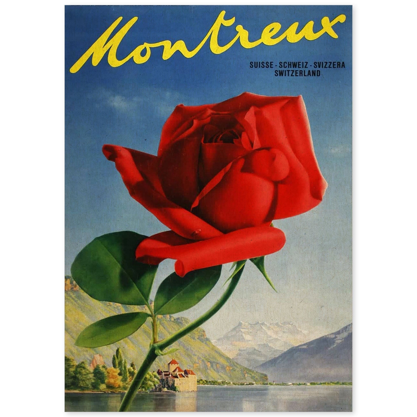 Poster vintage. Cartel vintage de Francia e Italia. Viaja a Suiza.-Artwork-Nacnic-A4-Sin marco-Nacnic Estudio SL