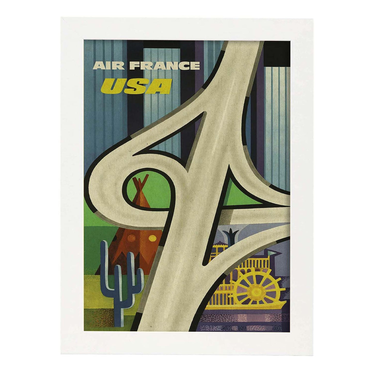 Poster vintage. Cartel vintage de Francia e Italia. Viaja a USA.-Artwork-Nacnic-A3-Marco Blanco-Nacnic Estudio SL