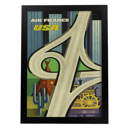 Poster vintage. Cartel vintage de Francia e Italia. Viaja a USA.-Artwork-Nacnic-A3-Marco Negro-Nacnic Estudio SL