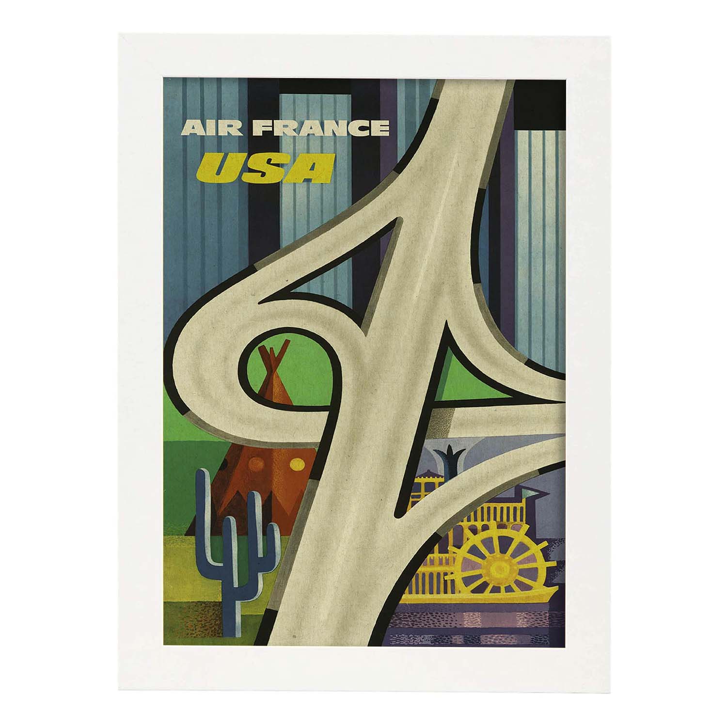 Poster vintage. Cartel vintage de Francia e Italia. Viaja a USA.-Artwork-Nacnic-A4-Marco Blanco-Nacnic Estudio SL