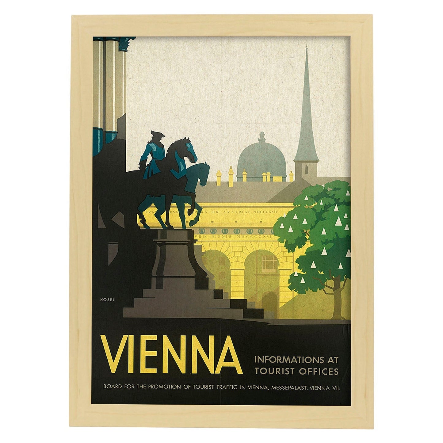Poster vintage. Cartel vintage de Francia e Italia. Viaja a Vienna.-Artwork-Nacnic-A3-Marco Madera clara-Nacnic Estudio SL