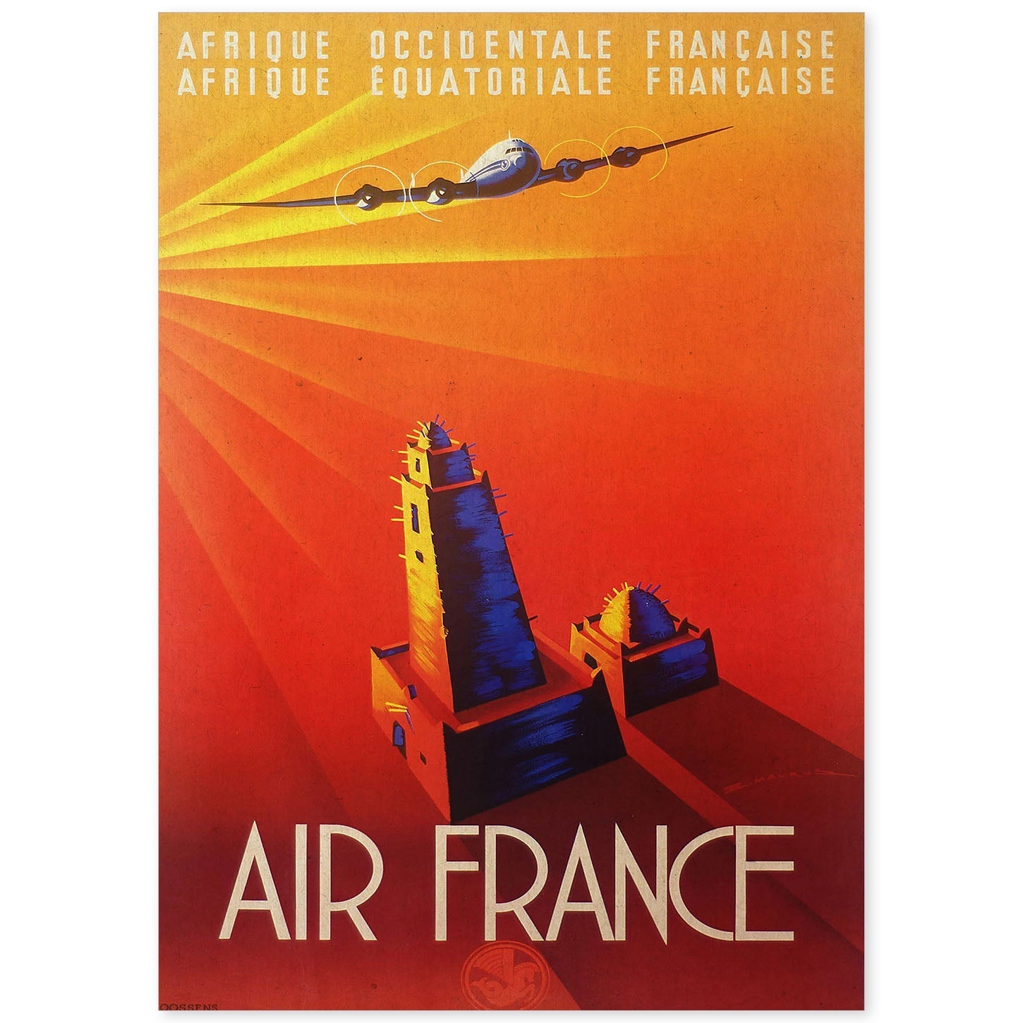Poster vintage. Cartel vintage de Francia e Italia. Viaja con Air France.-Artwork-Nacnic-A4-Sin marco-Nacnic Estudio SL