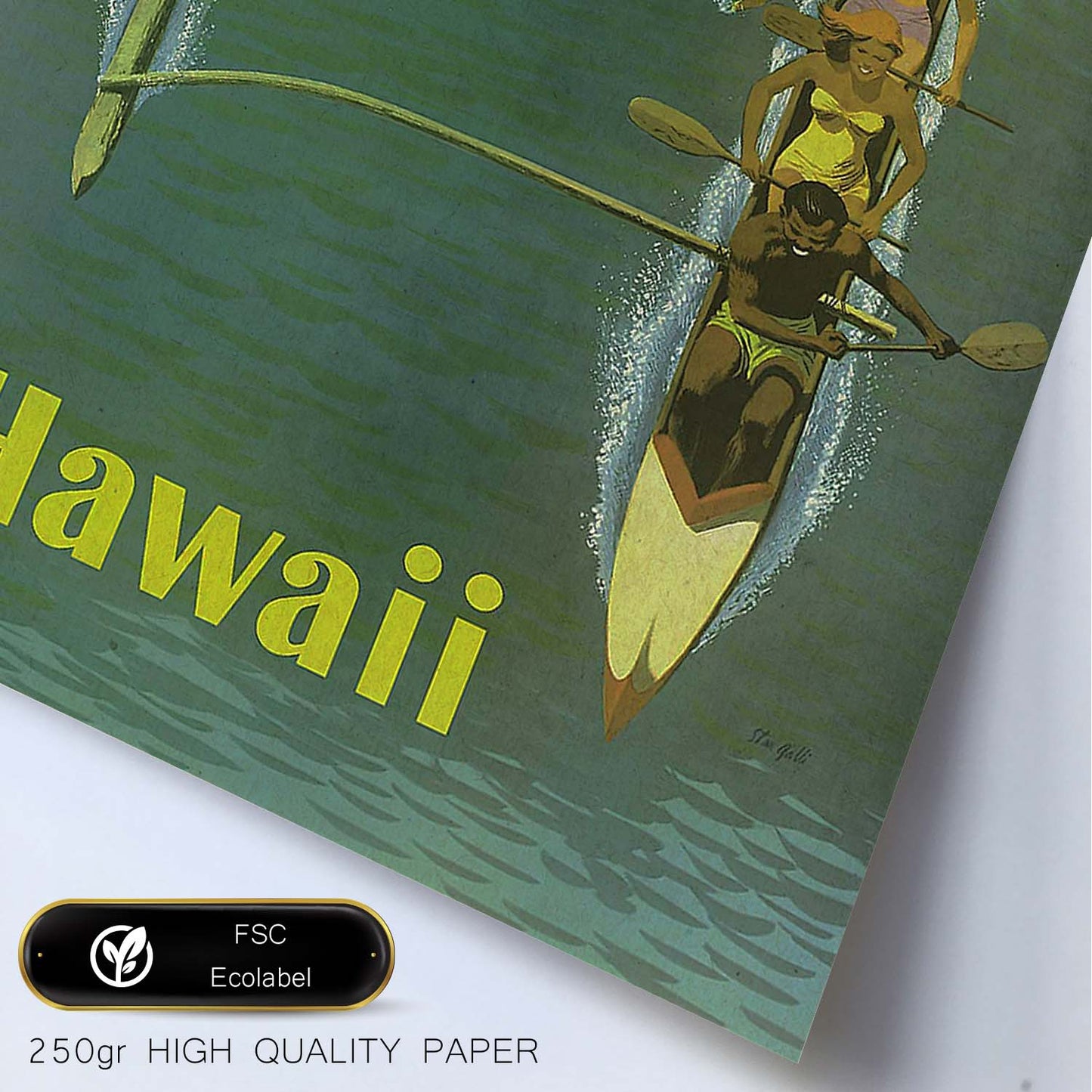 Poster vintage. Cartel vintage de Kayak en Hawaii.-Artwork-Nacnic-Nacnic Estudio SL