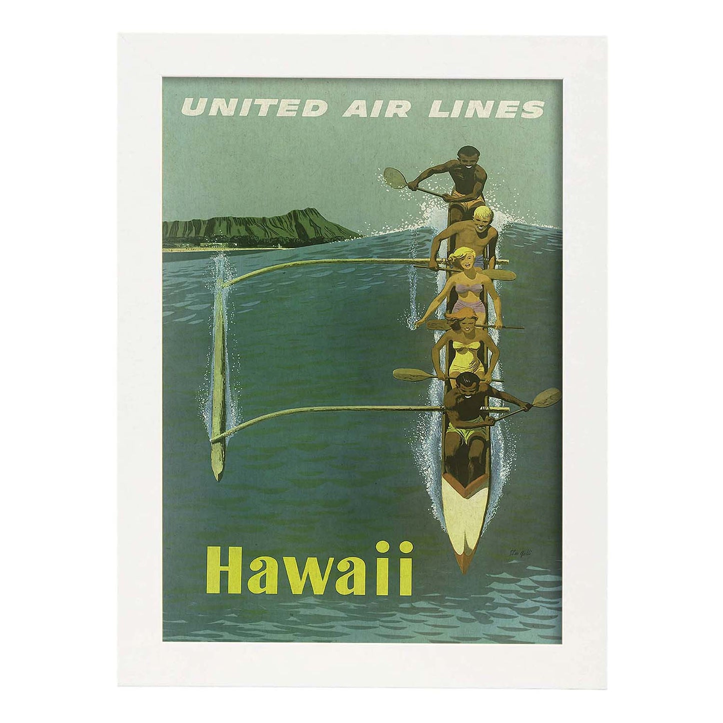 Poster vintage. Cartel vintage de Kayak en Hawaii.-Artwork-Nacnic-A3-Marco Blanco-Nacnic Estudio SL