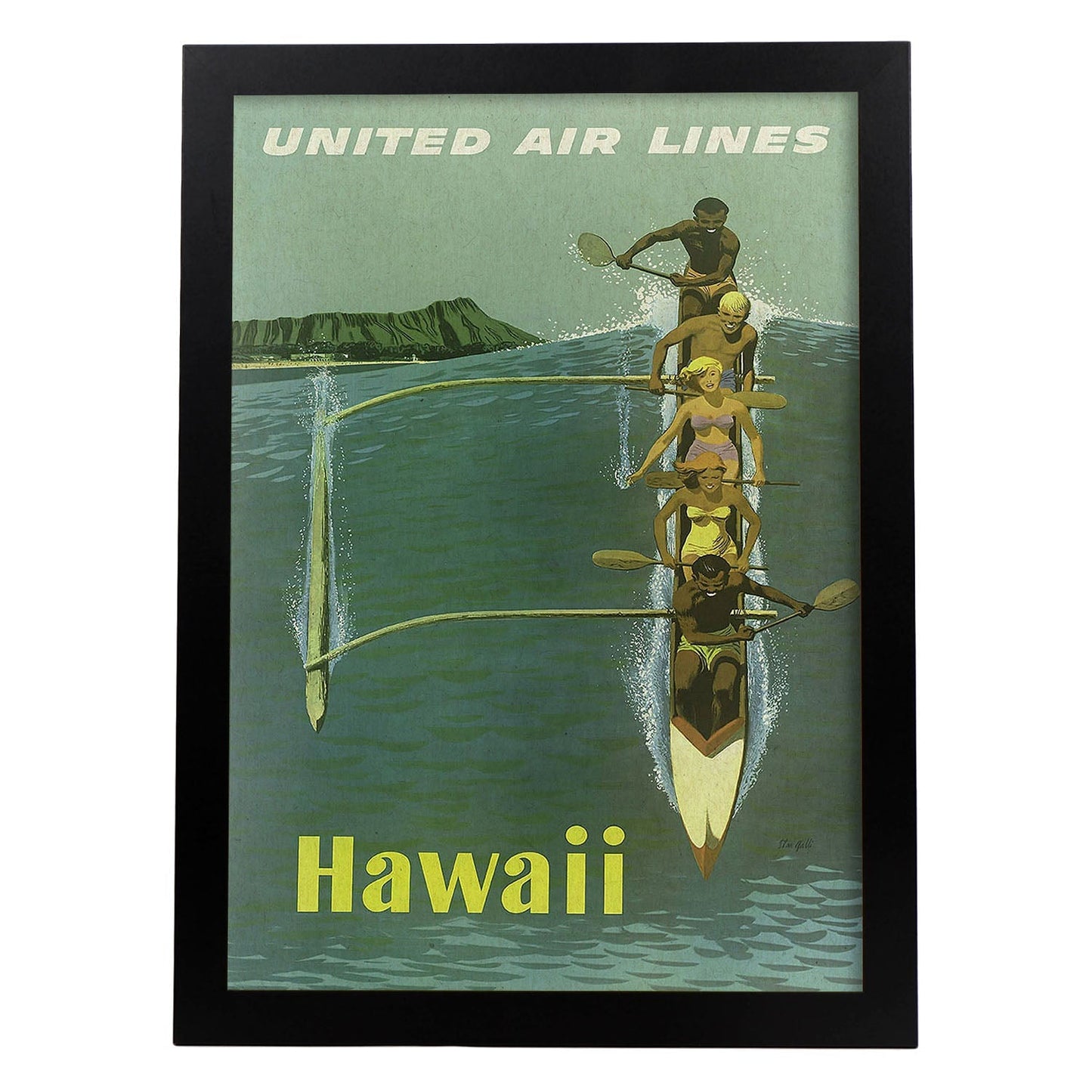 Poster vintage. Cartel vintage de Kayak en Hawaii.-Artwork-Nacnic-A3-Marco Negro-Nacnic Estudio SL