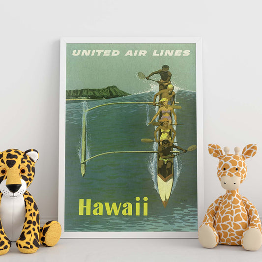 Poster vintage. Cartel vintage de Kayak en Hawaii.-Artwork-Nacnic-Nacnic Estudio SL