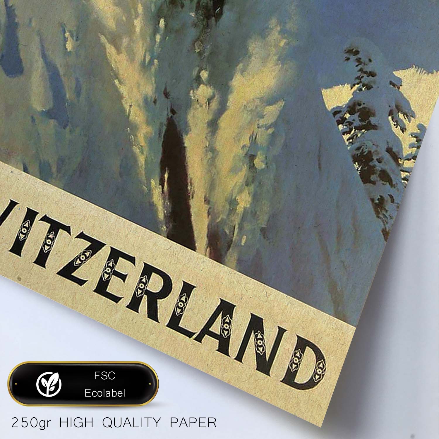 Poster vintage. Cartel vintage de montañas europeas. Esquí en Suiza.-Artwork-Nacnic-Nacnic Estudio SL
