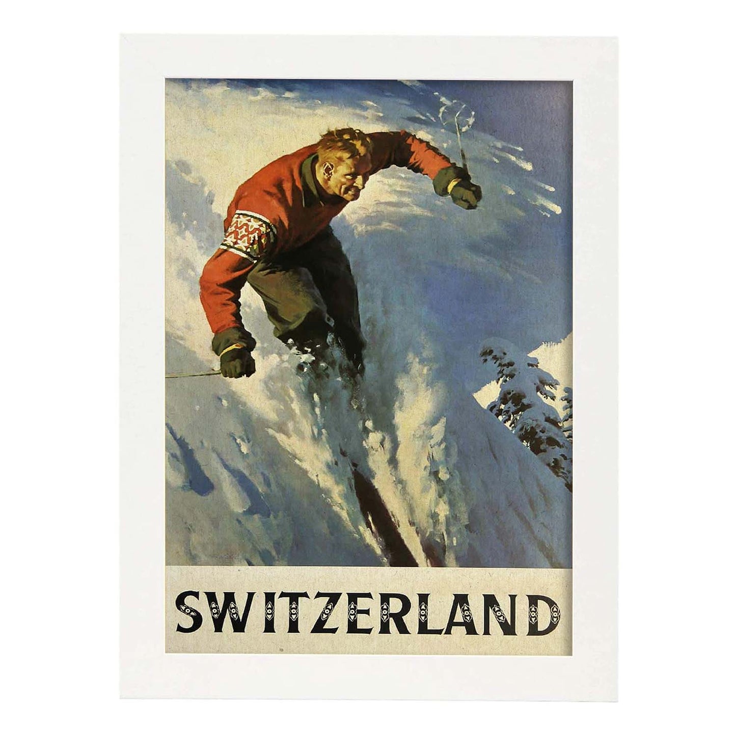 Poster vintage. Cartel vintage de montañas europeas. Esquí en Suiza.-Artwork-Nacnic-A3-Marco Blanco-Nacnic Estudio SL