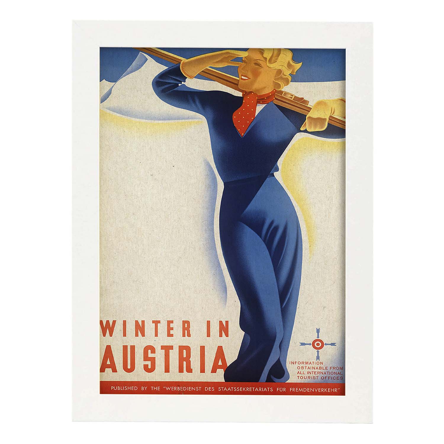 Poster vintage. Cartel vintage de montañas europeas. Invierno en Austria.-Artwork-Nacnic-A3-Marco Blanco-Nacnic Estudio SL