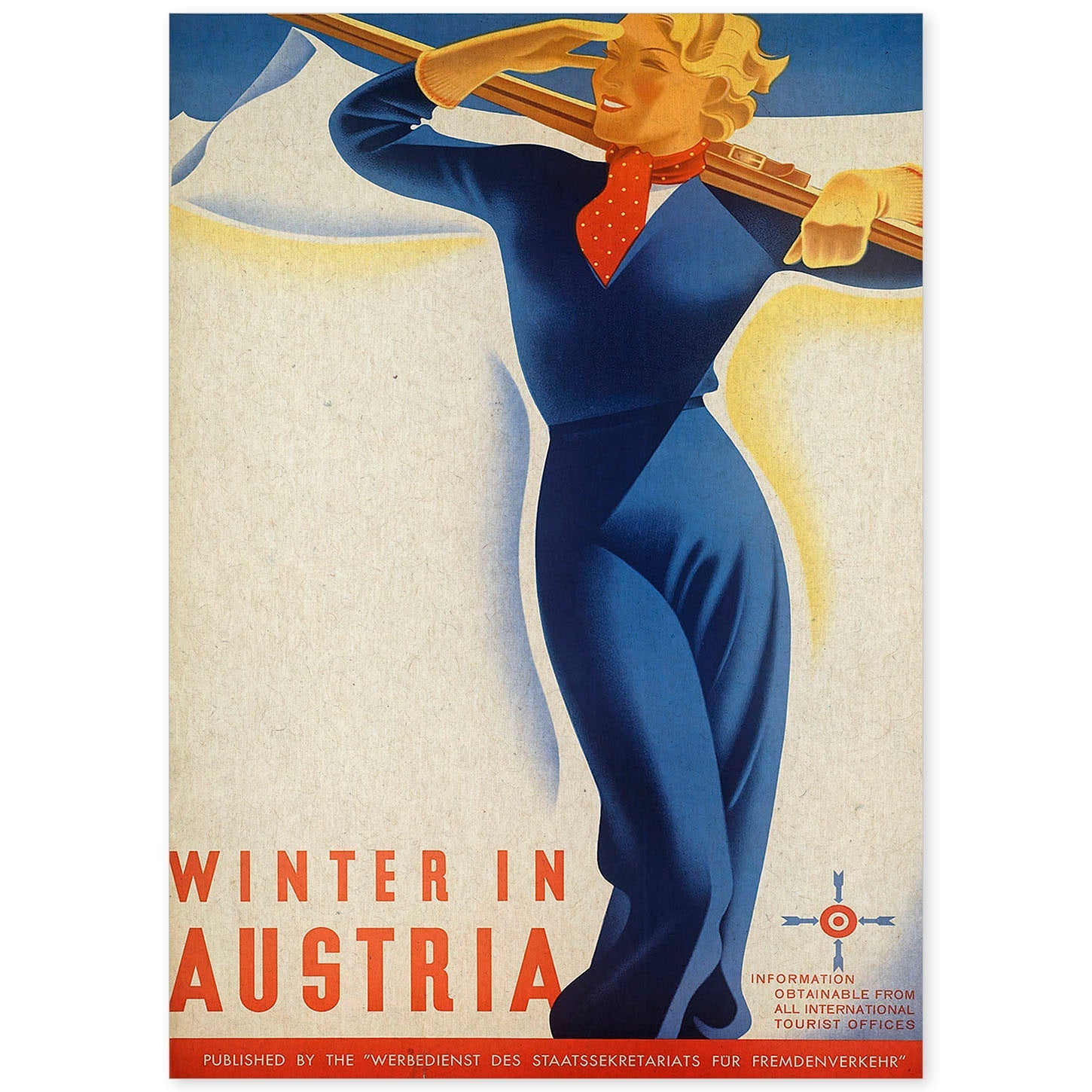 Poster vintage. Cartel vintage de montañas europeas. Invierno en Austria.-Artwork-Nacnic-A4-Sin marco-Nacnic Estudio SL