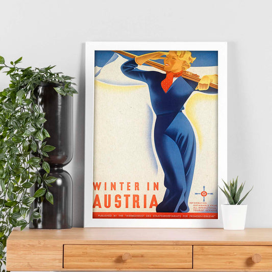 Poster vintage. Cartel vintage de montañas europeas. Invierno en Austria.-Artwork-Nacnic-Nacnic Estudio SL