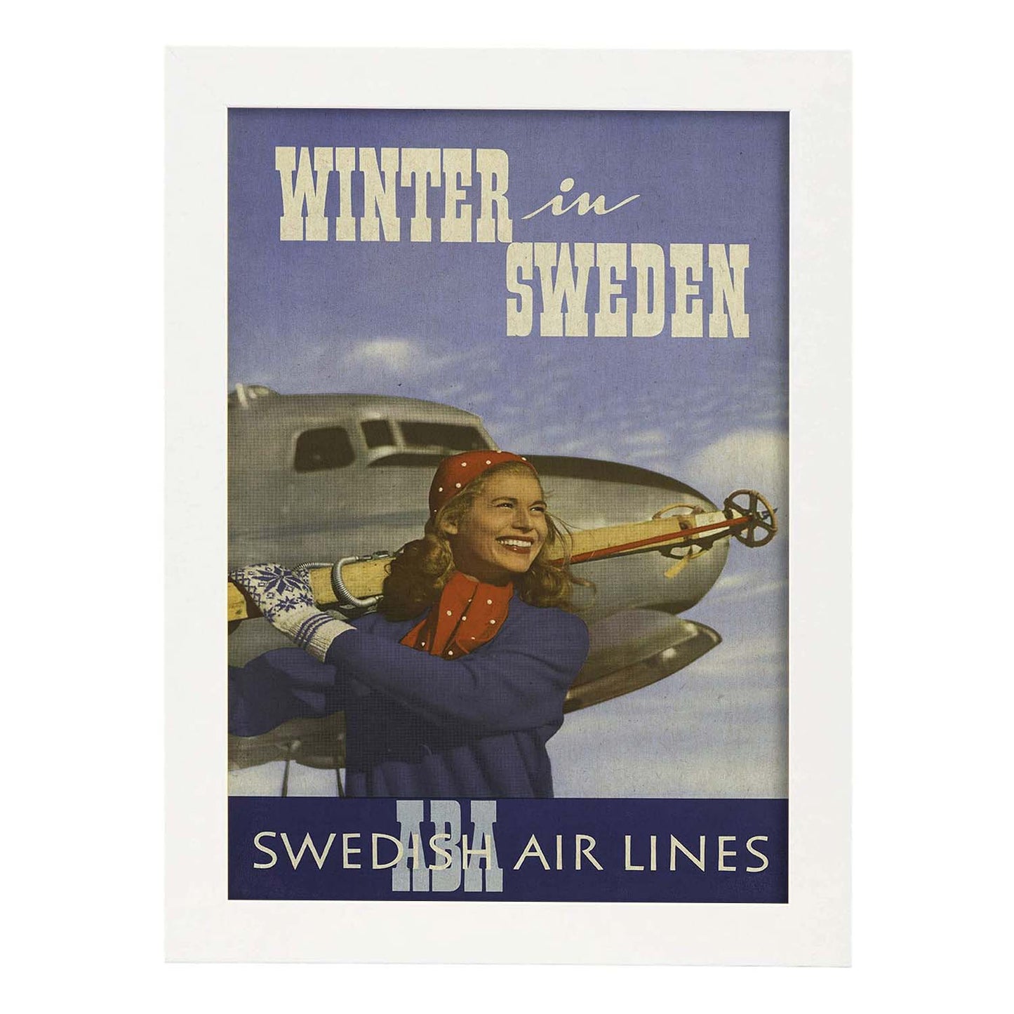 Poster vintage. Cartel vintage de montañas europeas. Invierno sueco.-Artwork-Nacnic-A3-Marco Blanco-Nacnic Estudio SL