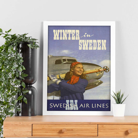 Poster vintage. Cartel vintage de montañas europeas. Invierno sueco.-Artwork-Nacnic-Nacnic Estudio SL