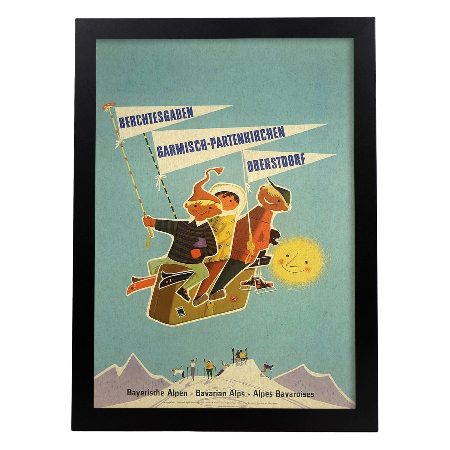 Poster vintage. Cartel vintage de montañas europeas. Los alpes.-Artwork-Nacnic-A3-Marco Negro-Nacnic Estudio SL