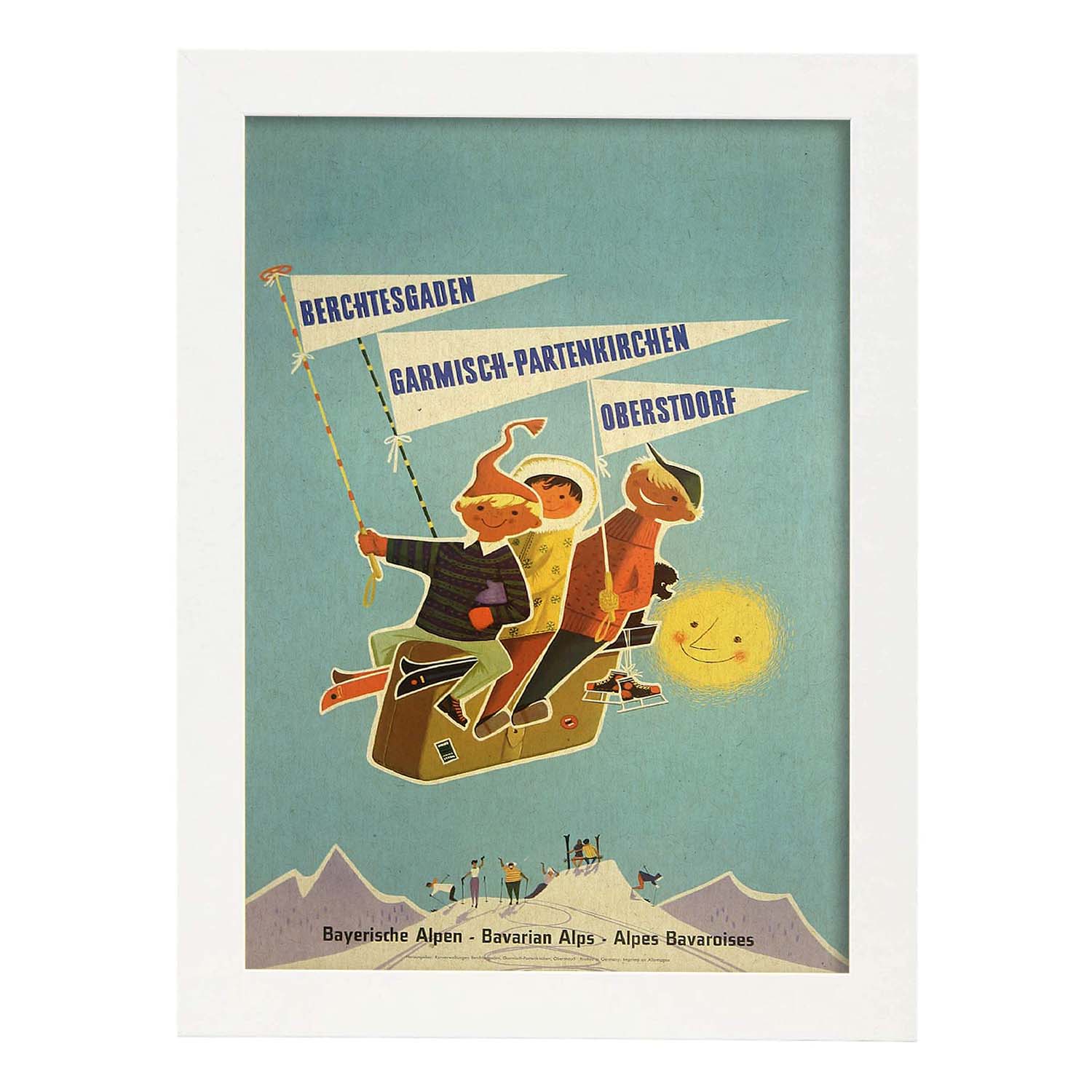 Poster vintage. Cartel vintage de montañas europeas. Los alpes.-Artwork-Nacnic-A4-Marco Blanco-Nacnic Estudio SL