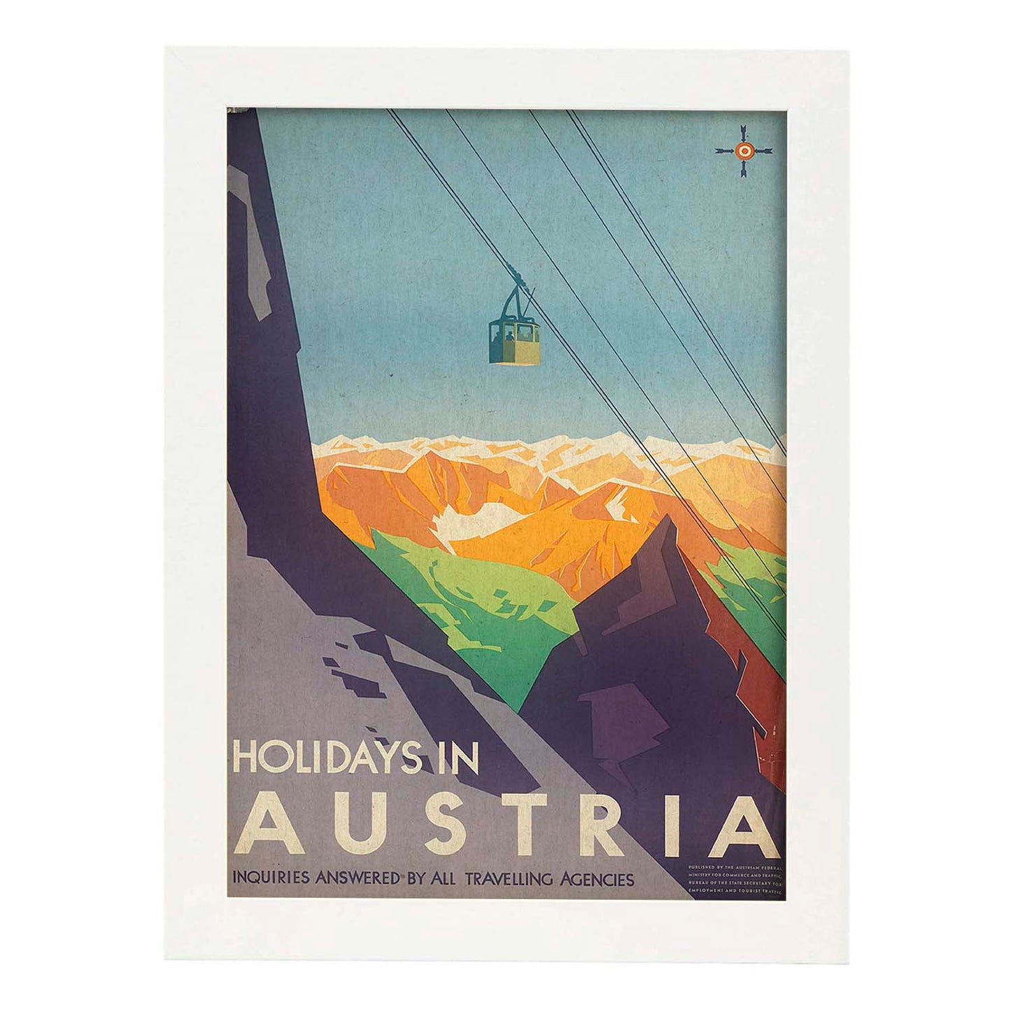 Poster vintage. Cartel vintage de montañas europeas. Navidades en Austria.-Artwork-Nacnic-A3-Marco Blanco-Nacnic Estudio SL