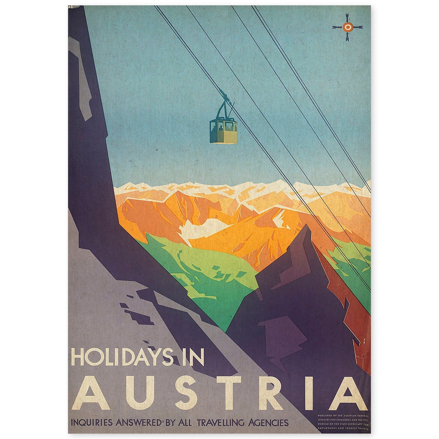 Poster vintage. Cartel vintage de montañas europeas. Navidades en Austria.-Artwork-Nacnic-A4-Sin marco-Nacnic Estudio SL
