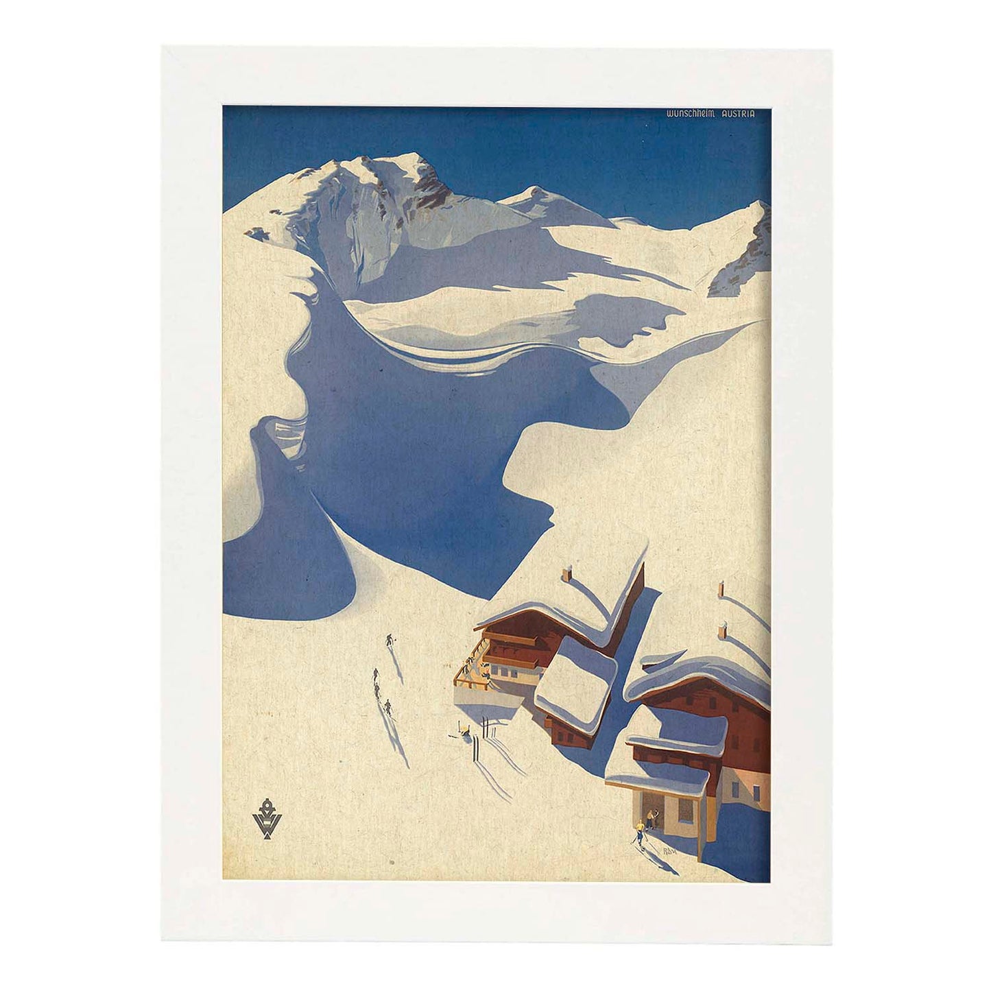 Poster vintage. Cartel vintage de montañas europeas. Nieve en Austria.-Artwork-Nacnic-A3-Marco Blanco-Nacnic Estudio SL