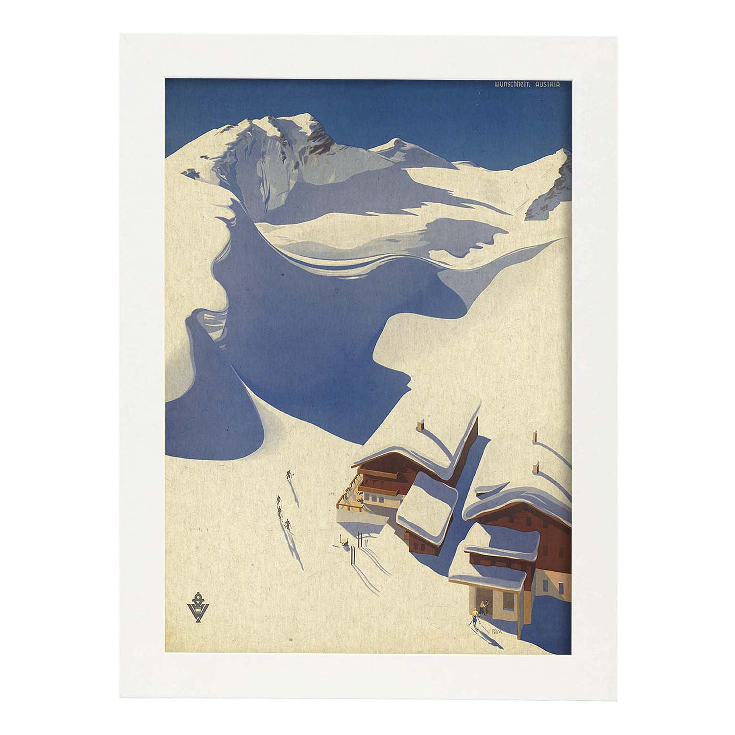 Poster vintage. Cartel vintage de montañas europeas. Nieve en Austria.-Artwork-Nacnic-A3-Marco Blanco-Nacnic Estudio SL