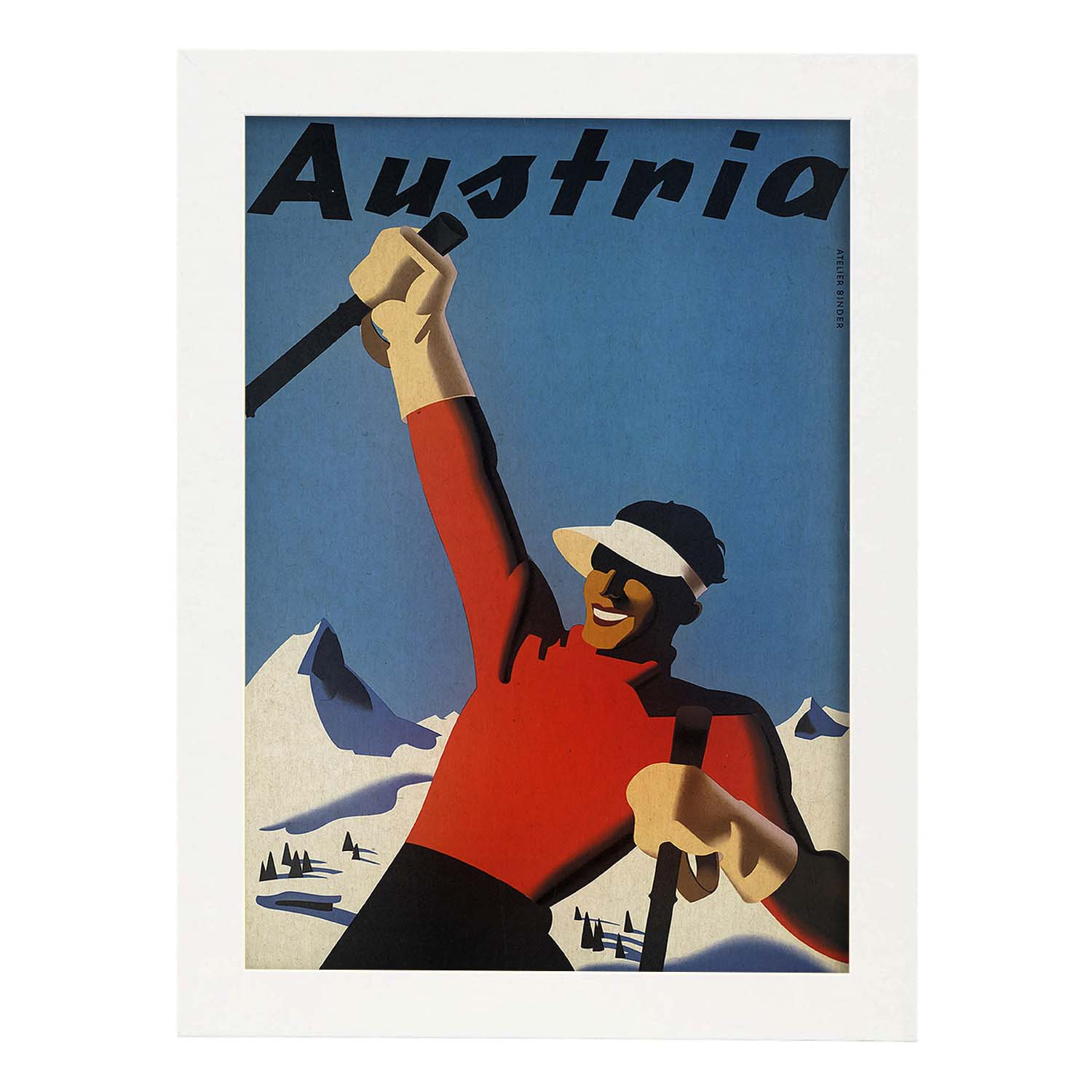 Poster vintage. Cartel vintage de montañas europeas. Ski en austria.-Artwork-Nacnic-A3-Marco Blanco-Nacnic Estudio SL