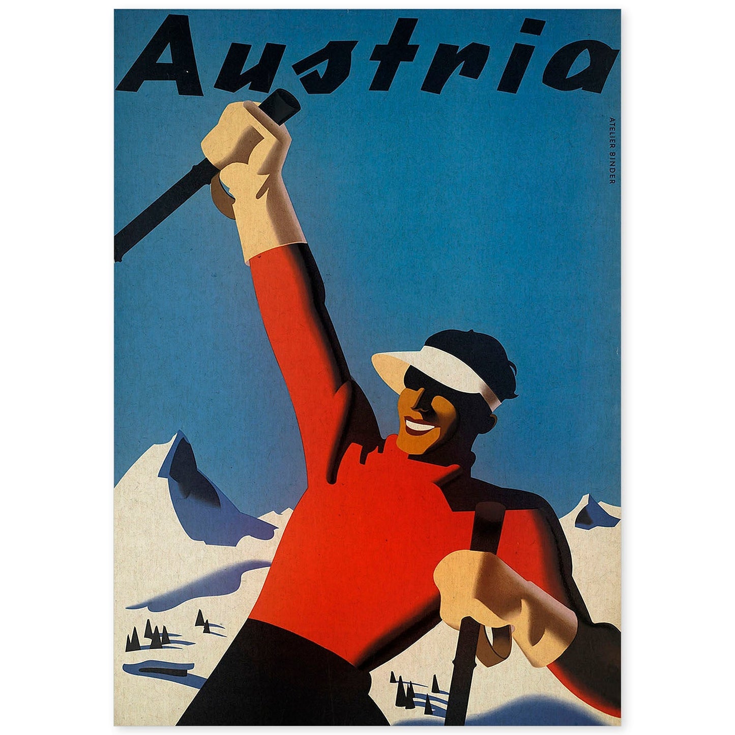 Poster vintage. Cartel vintage de montañas europeas. Ski en austria.-Artwork-Nacnic-A4-Sin marco-Nacnic Estudio SL