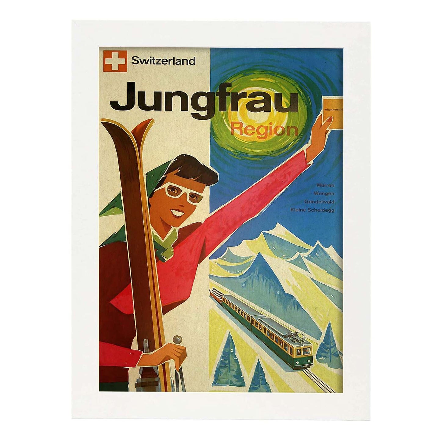 Poster vintage. Cartel vintage de montañas europeas. Suiza, Jungfrau.-Artwork-Nacnic-A3-Marco Blanco-Nacnic Estudio SL