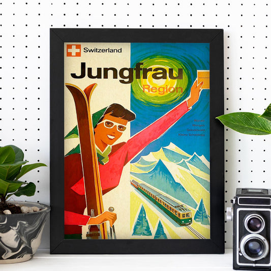 Poster vintage. Cartel vintage de montañas europeas. Suiza, Jungfrau.-Artwork-Nacnic-Nacnic Estudio SL