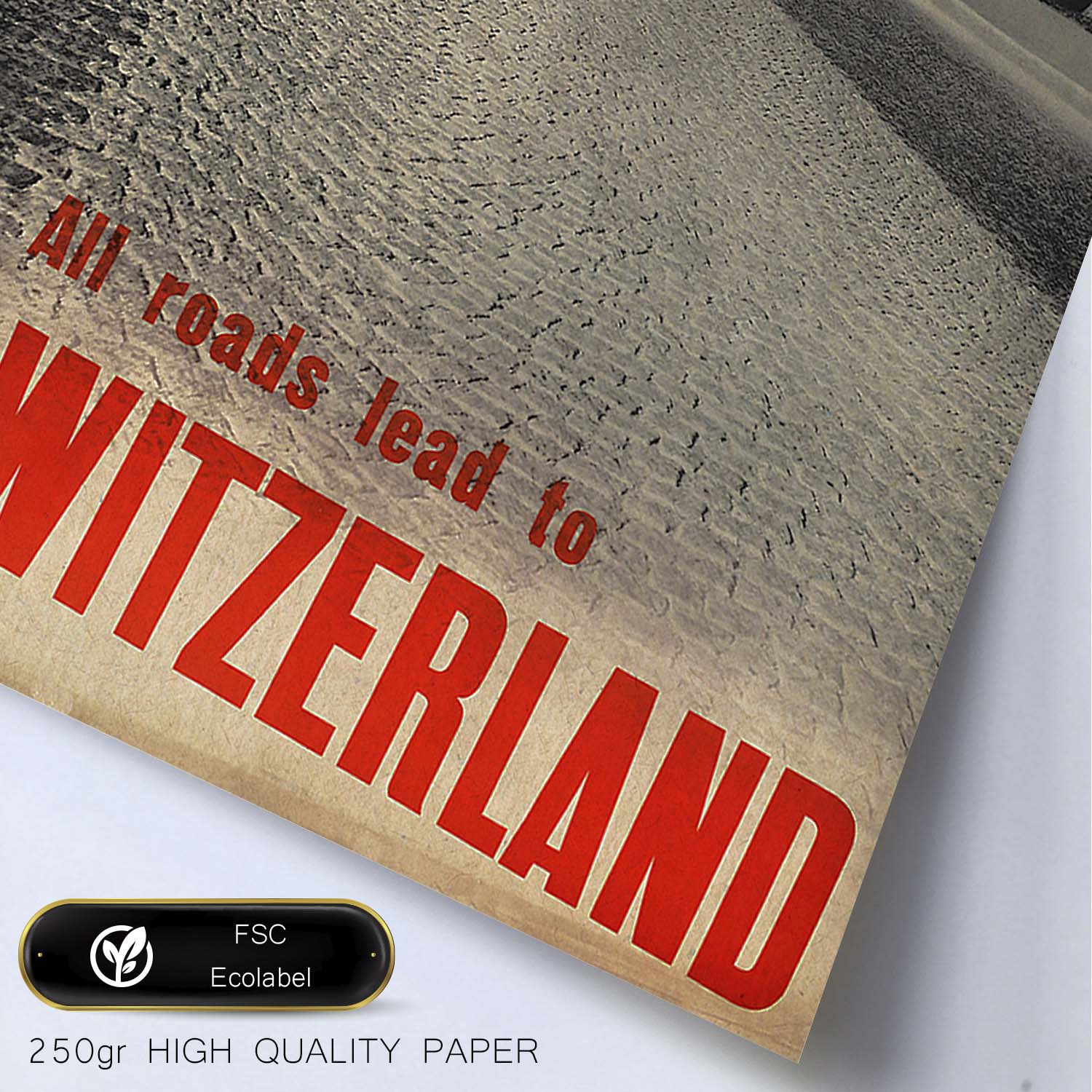 Poster vintage. Cartel vintage de montañas europeas. Todos los caminos llevan a Suiza.-Artwork-Nacnic-Nacnic Estudio SL