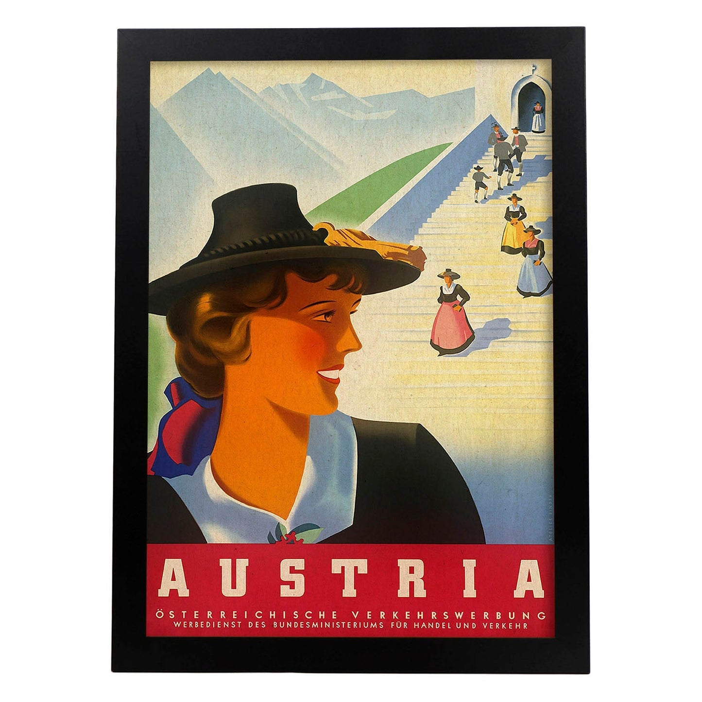 Poster vintage. Cartel vintage de montañas europeas. Viaje por Austria.-Artwork-Nacnic-A3-Marco Negro-Nacnic Estudio SL