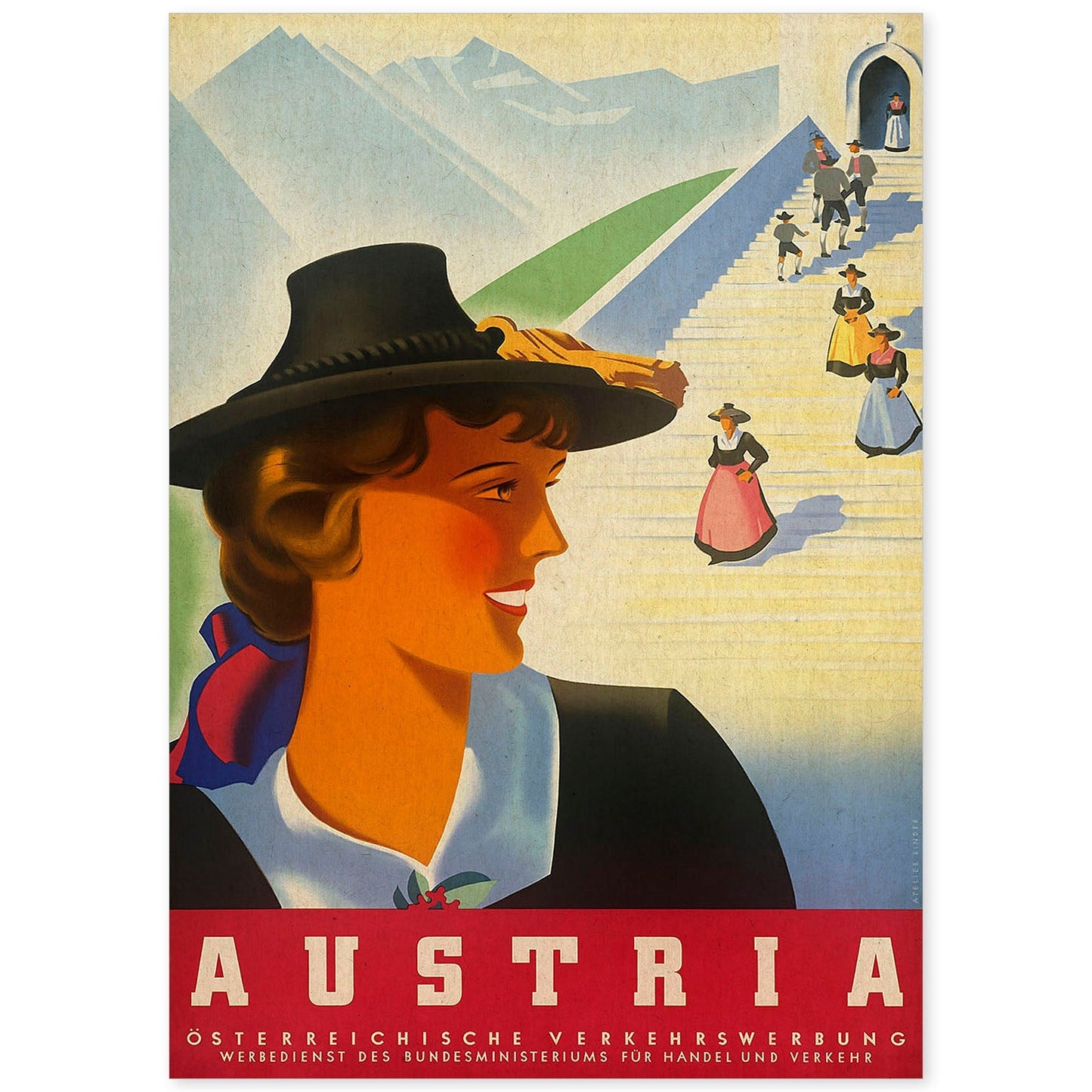 Poster vintage. Cartel vintage de montañas europeas. Viaje por Austria.-Artwork-Nacnic-A4-Sin marco-Nacnic Estudio SL