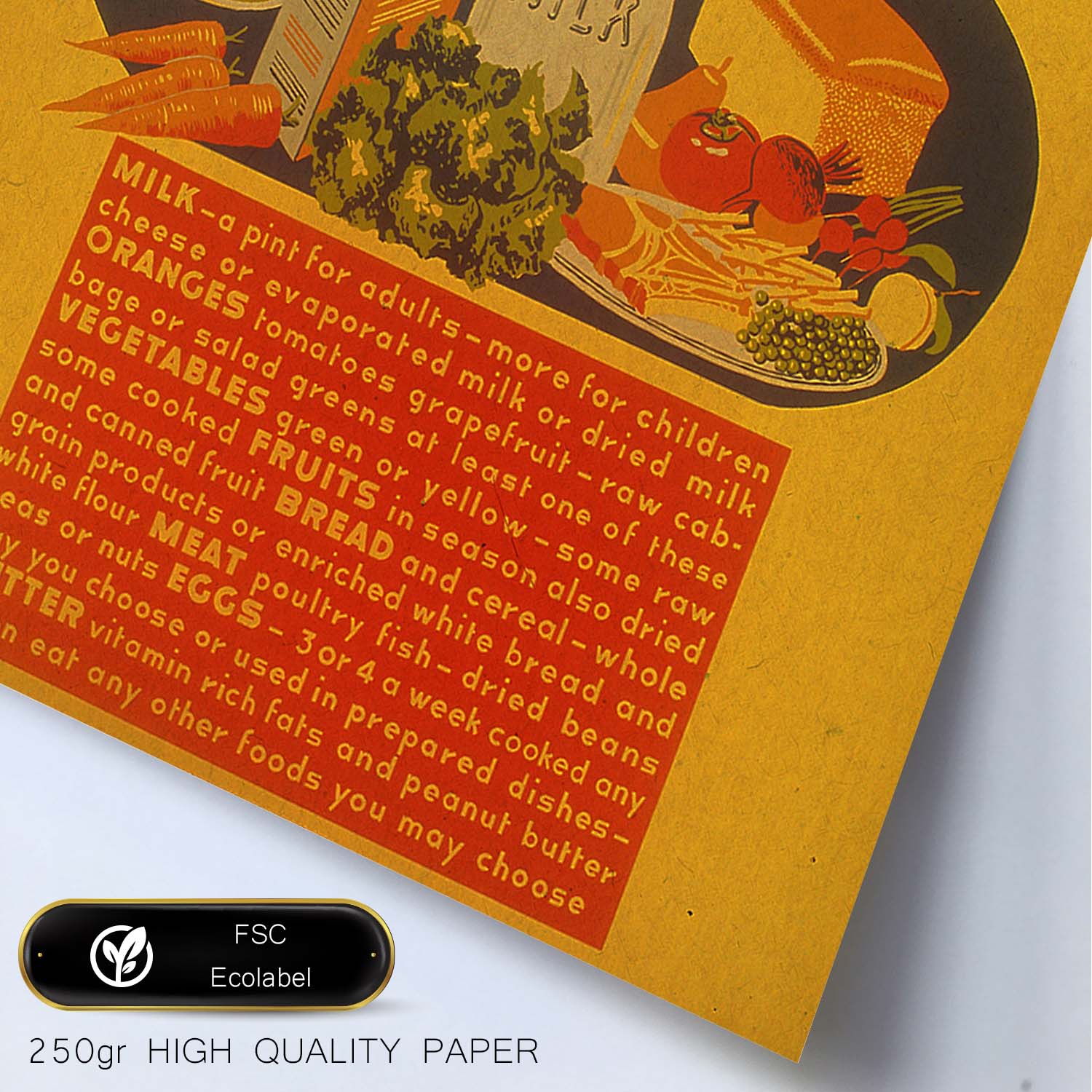 Poster vintage. Cartel vintage de nutricion. "Alimentos diarios".-Artwork-Nacnic-Nacnic Estudio SL