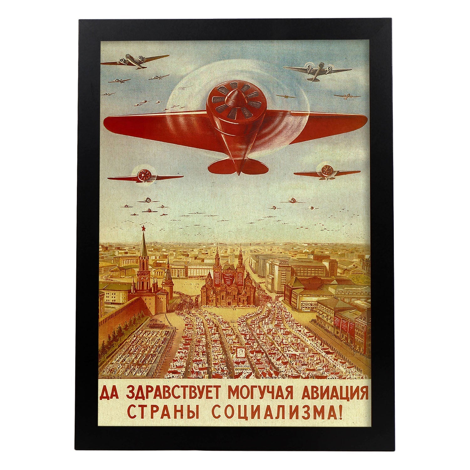 Poster vintage. Cartel vintage de propaganda de aviación rusa..-Artwork-Nacnic-A3-Marco Negro-Nacnic Estudio SL