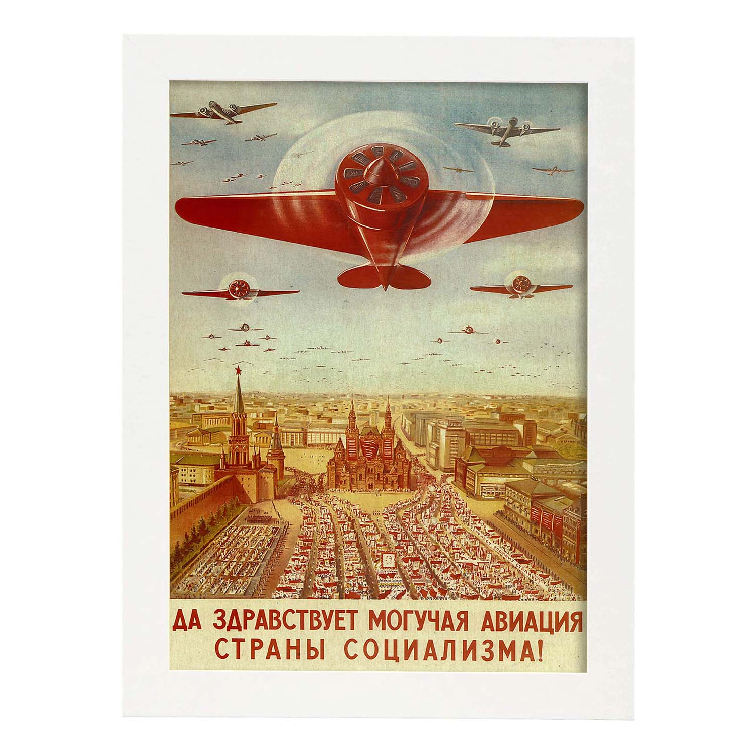 Poster vintage. Cartel vintage de propaganda de aviación rusa..-Artwork-Nacnic-A4-Marco Blanco-Nacnic Estudio SL