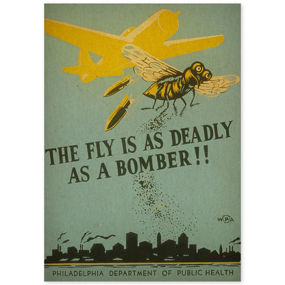 Poster vintage. Cartel vintage de salud publica. Mosca peligrosa.-Artwork-Nacnic-A4-Sin marco-Nacnic Estudio SL
