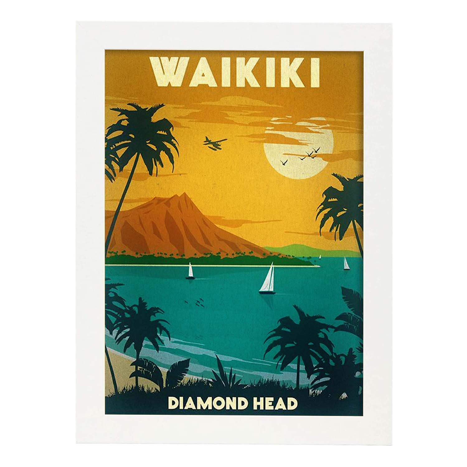 Poster vintage. Cartel vintage de Waikiki.-Artwork-Nacnic-A4-Marco Blanco-Nacnic Estudio SL