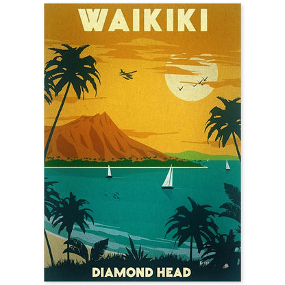 Poster vintage. Cartel vintage de Waikiki.-Artwork-Nacnic-A4-Sin marco-Nacnic Estudio SL