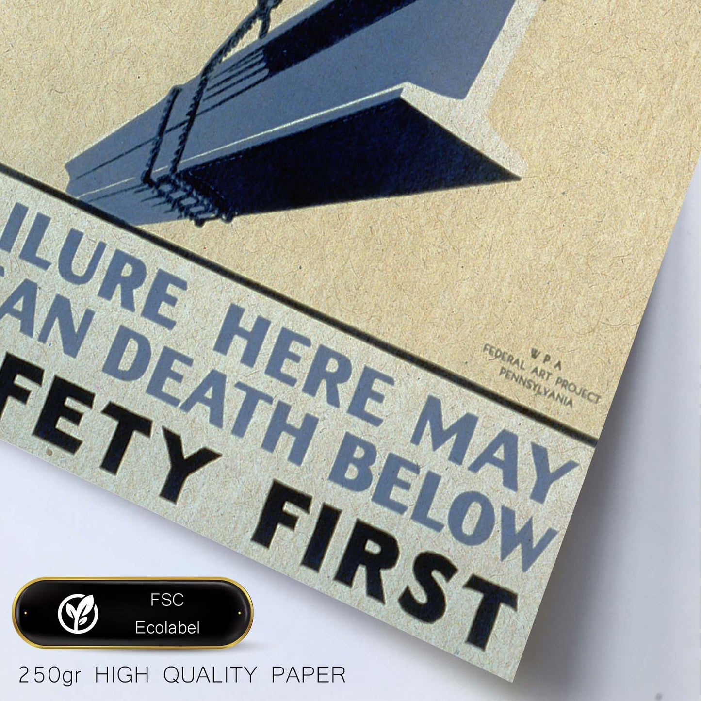 Poster vintage. Cartel vintage del departamento federal de Pennsylvania "Safety first".-Artwork-Nacnic-Nacnic Estudio SL