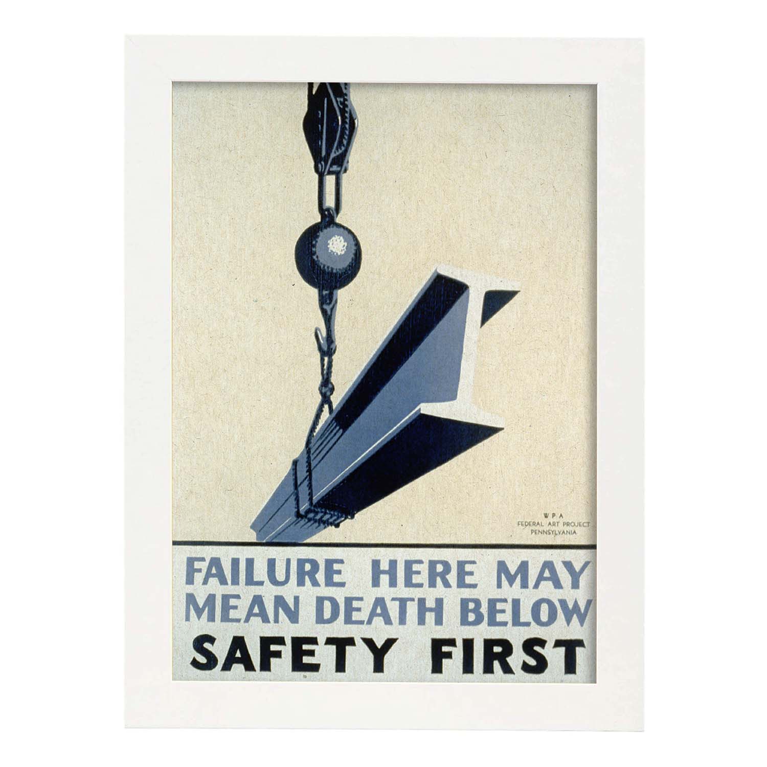 Poster vintage. Cartel vintage del departamento federal de Pennsylvania "Safety first".-Artwork-Nacnic-A3-Marco Blanco-Nacnic Estudio SL
