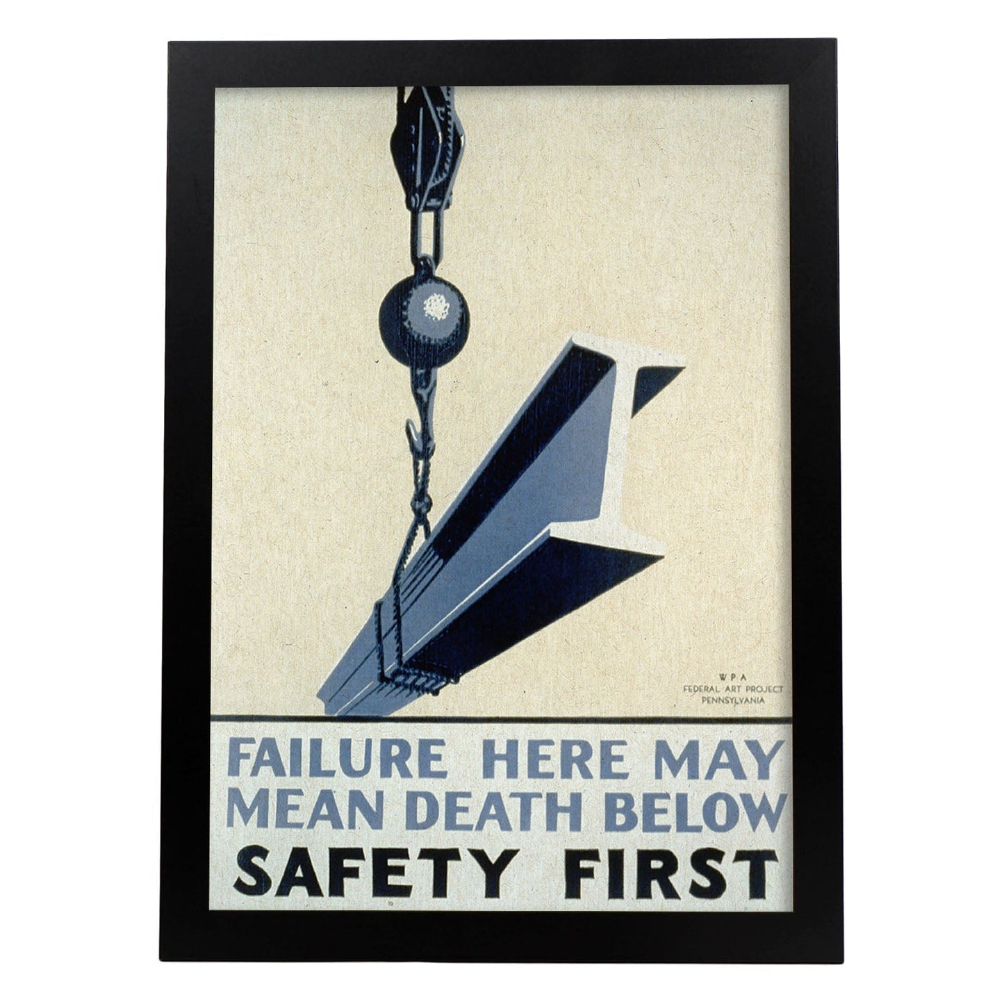 Poster vintage. Cartel vintage del departamento federal de Pennsylvania "Safety first".-Artwork-Nacnic-A3-Marco Negro-Nacnic Estudio SL
