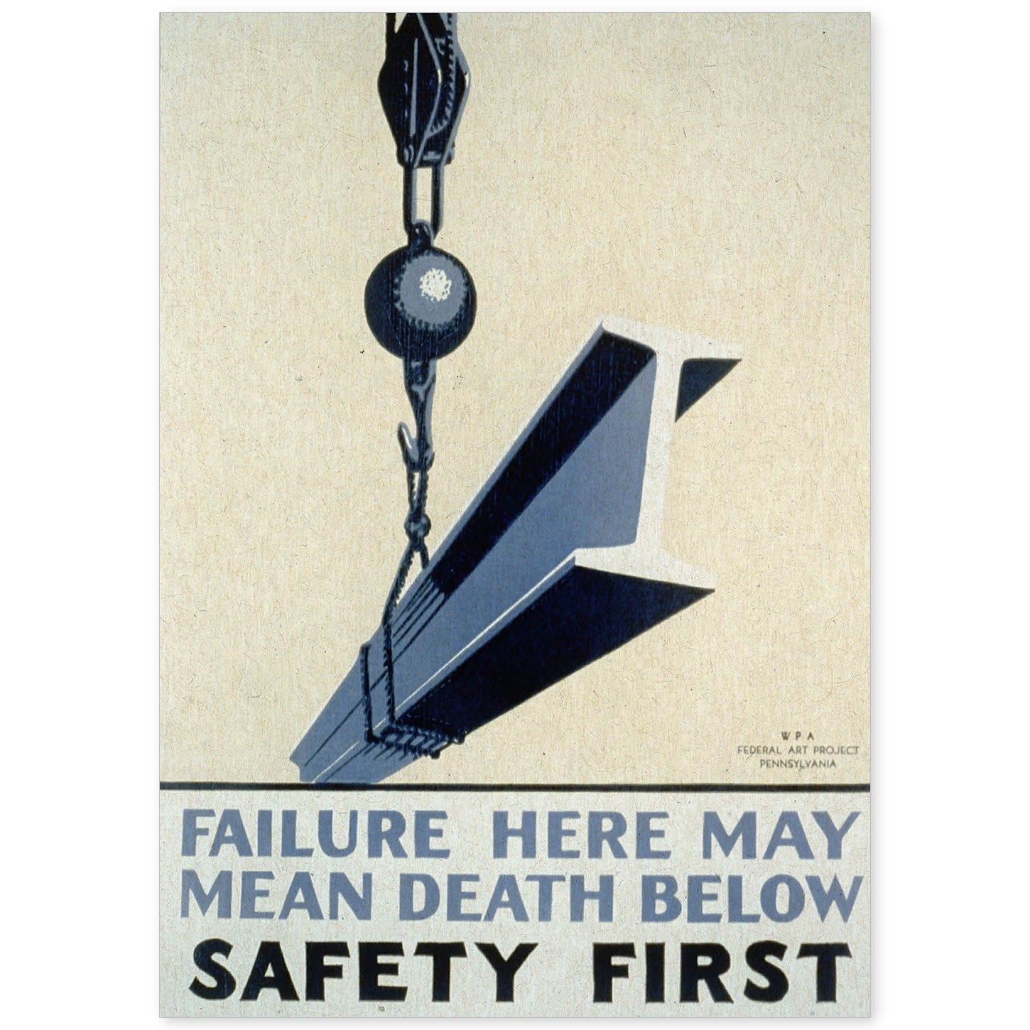 Poster vintage. Cartel vintage del departamento federal de Pennsylvania "Safety first".-Artwork-Nacnic-A4-Sin marco-Nacnic Estudio SL