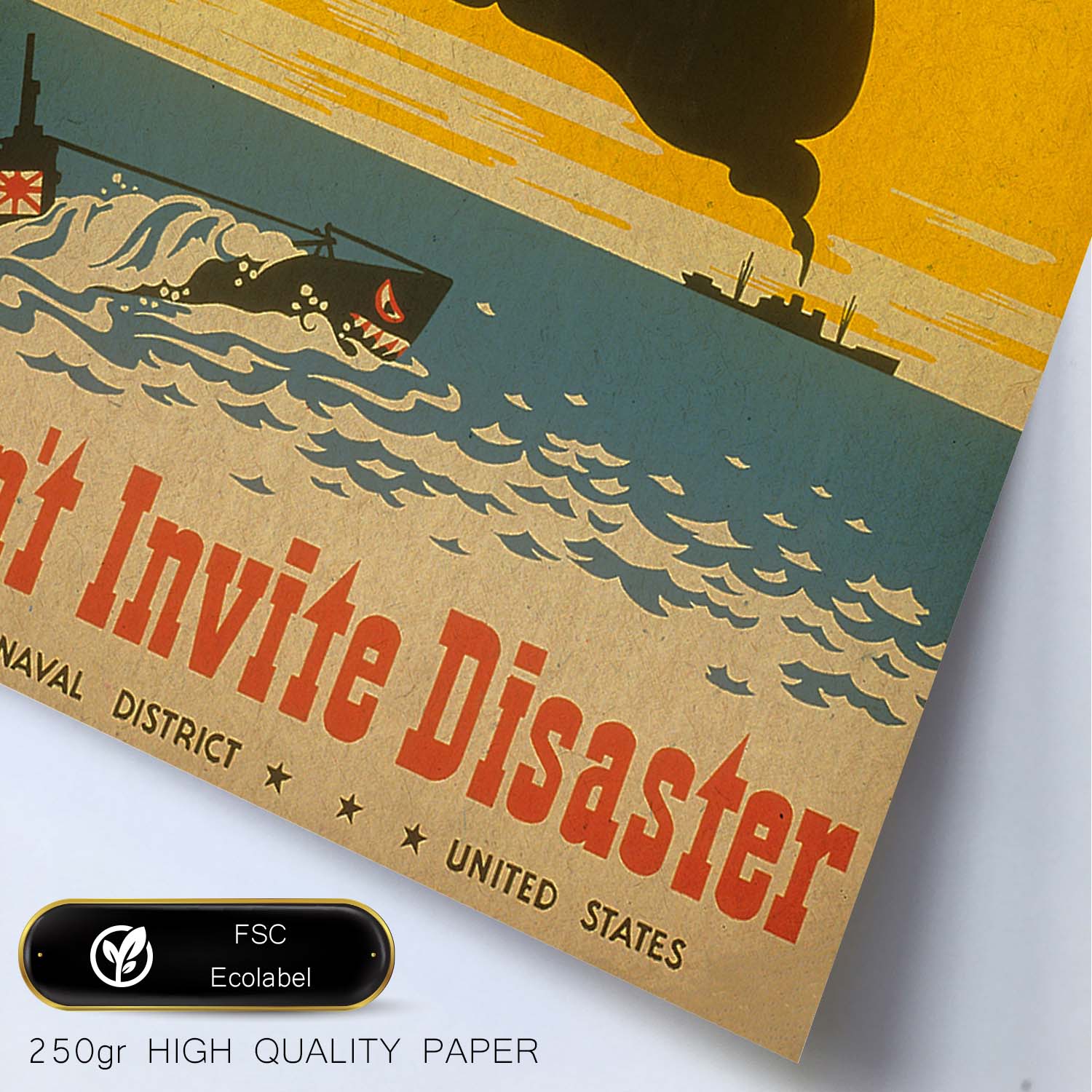Poster vintage. Cartel vintage del distrito naval de Estados Unidos. " Dont Invite Disaster".-Artwork-Nacnic-Nacnic Estudio SL