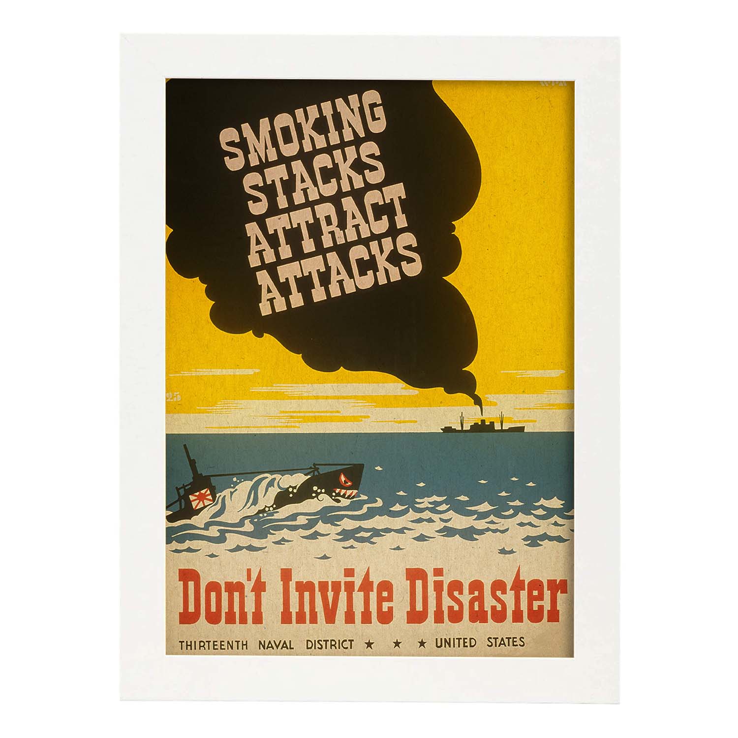 Poster vintage. Cartel vintage del distrito naval de Estados Unidos. " Dont Invite Disaster".-Artwork-Nacnic-A3-Marco Blanco-Nacnic Estudio SL