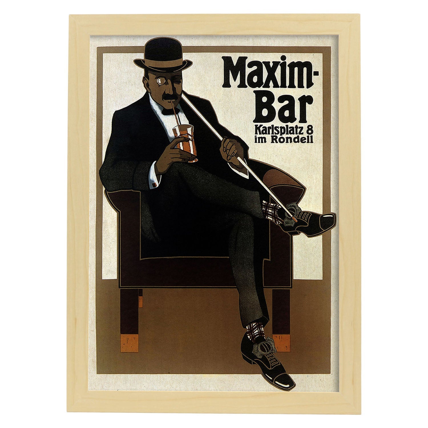 Poster vintage. Cartel vintage del Maxim Bar. Hans Rudi Erdt de 1907..-Artwork-Nacnic-A3-Marco Madera clara-Nacnic Estudio SL