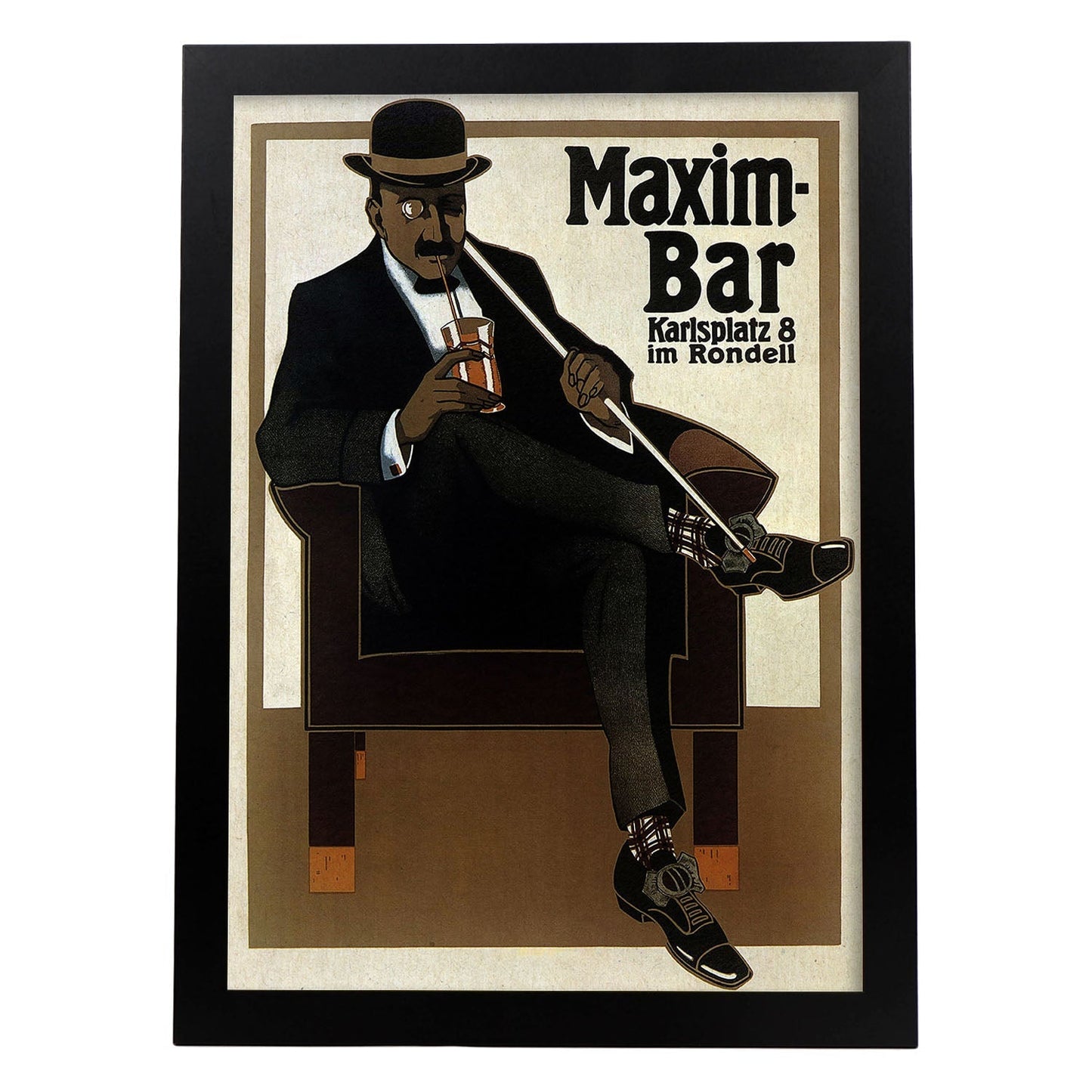 Poster vintage. Cartel vintage del Maxim Bar. Hans Rudi Erdt de 1907..-Artwork-Nacnic-A3-Marco Negro-Nacnic Estudio SL