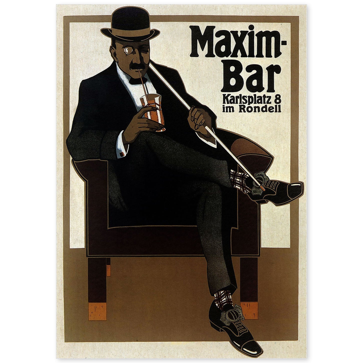 Poster vintage. Cartel vintage del Maxim Bar. Hans Rudi Erdt de 1907..-Artwork-Nacnic-A4-Sin marco-Nacnic Estudio SL