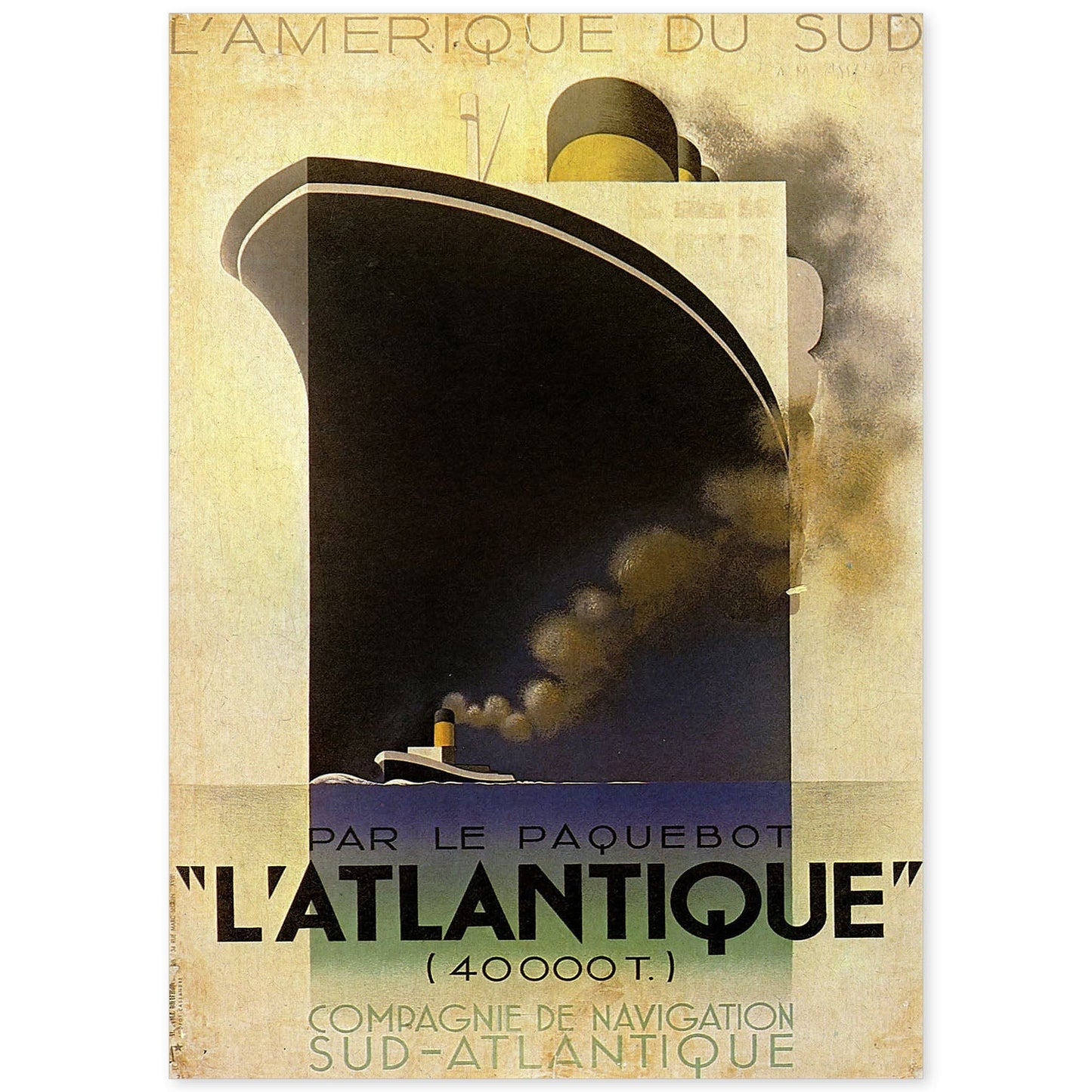 Poster vintage. Cartel vintage del trasatlántico L'Atlantique, 1931. A.M. Cassandre.-Artwork-Nacnic-A4-Sin marco-Nacnic Estudio SL