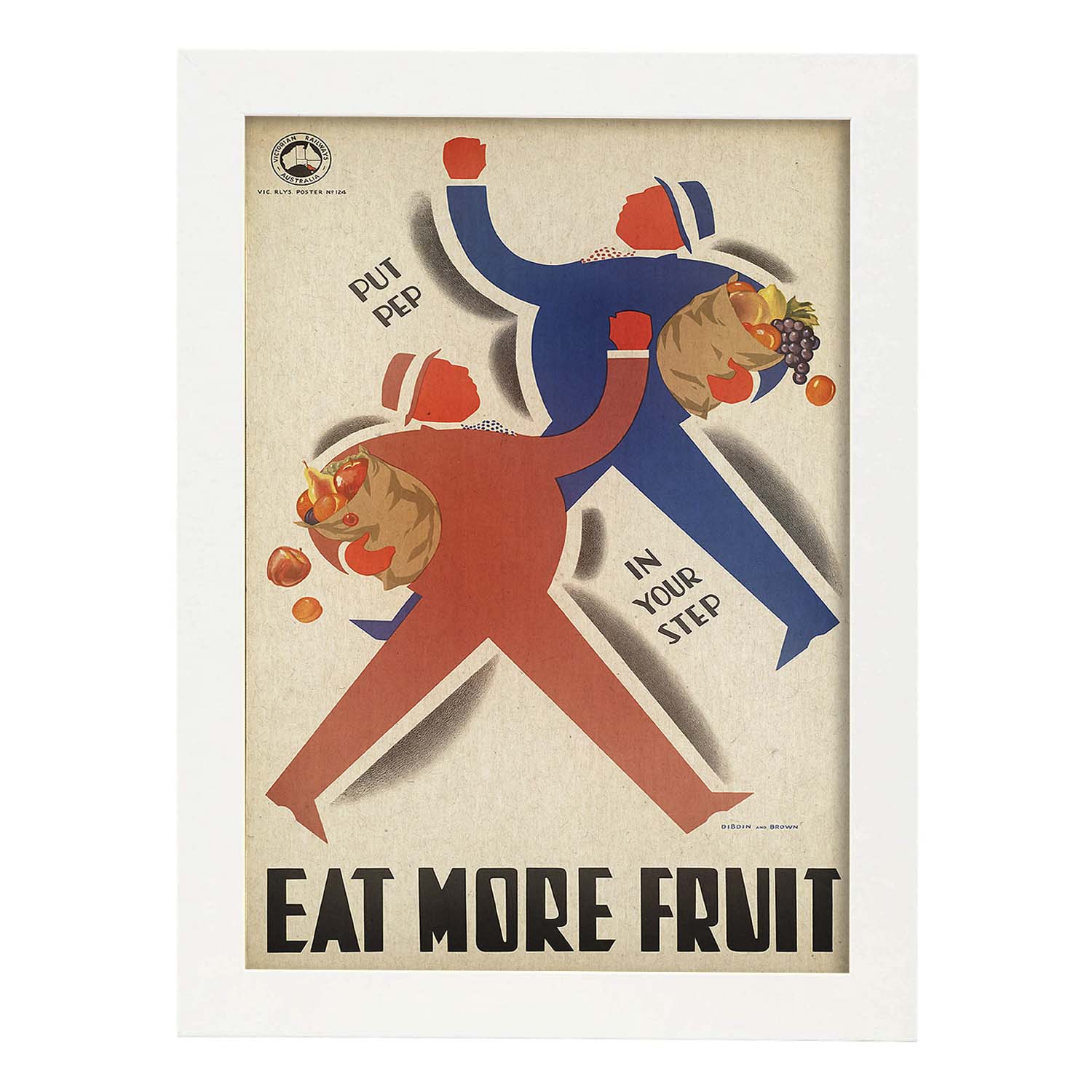 Poster vintage. Cartel vintage educacional sobre el habito "Comer más frutas".-Artwork-Nacnic-A3-Marco Blanco-Nacnic Estudio SL
