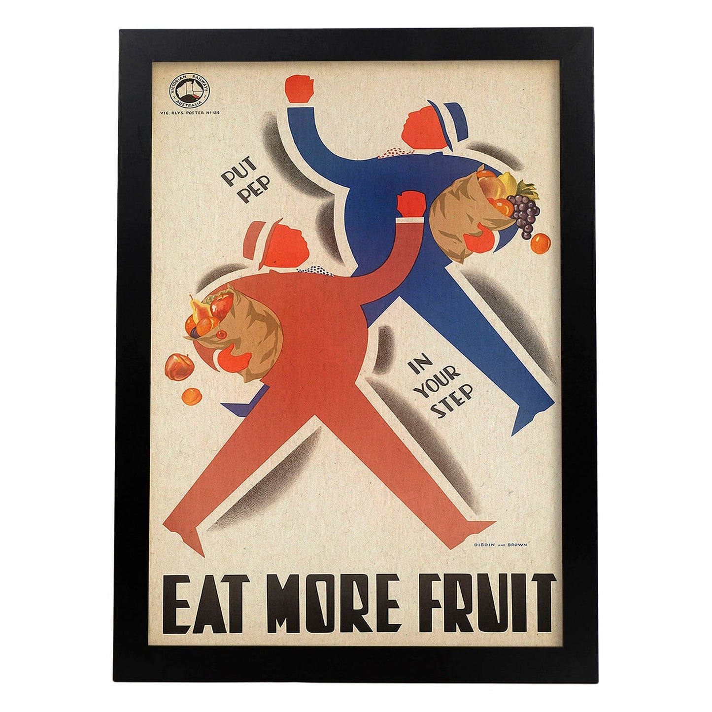 Poster vintage. Cartel vintage educacional sobre el habito "Comer más frutas".-Artwork-Nacnic-A3-Marco Negro-Nacnic Estudio SL