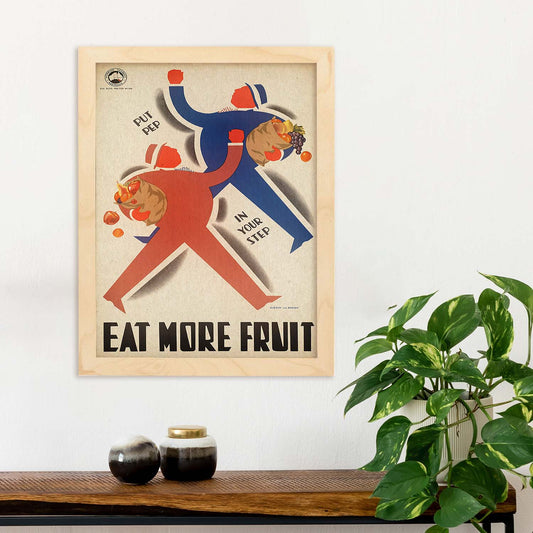 Poster vintage. Cartel vintage educacional sobre el habito "Comer más frutas".-Artwork-Nacnic-Nacnic Estudio SL