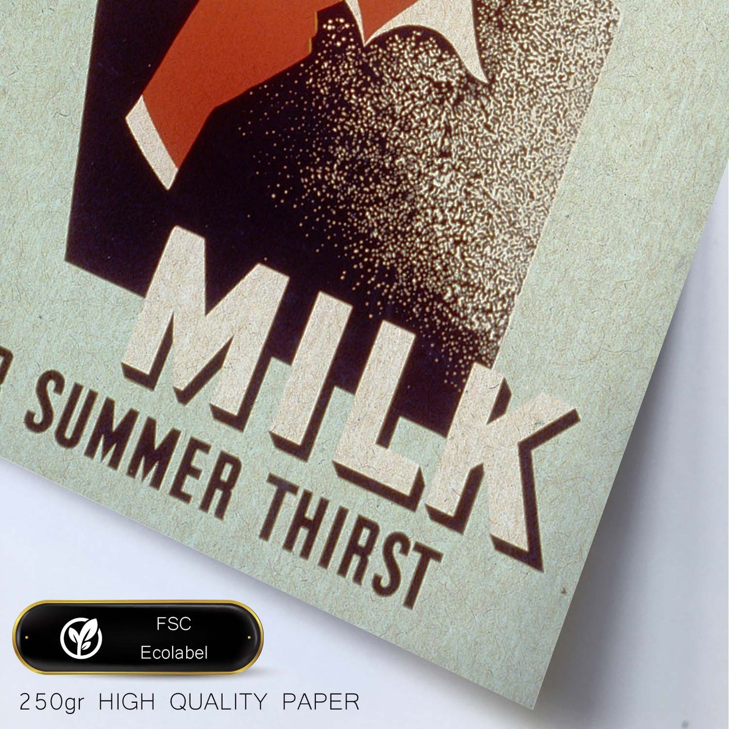 Poster vintage. Cartel vintage educacional sobre el habito "Milk for the summer thirst".-Artwork-Nacnic-Nacnic Estudio SL